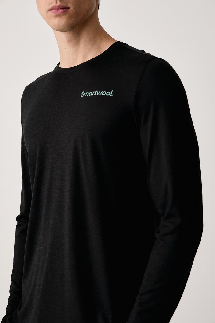 Longsleeve sportowy męski z wełną merino Smartwool SW0031680011 czarny