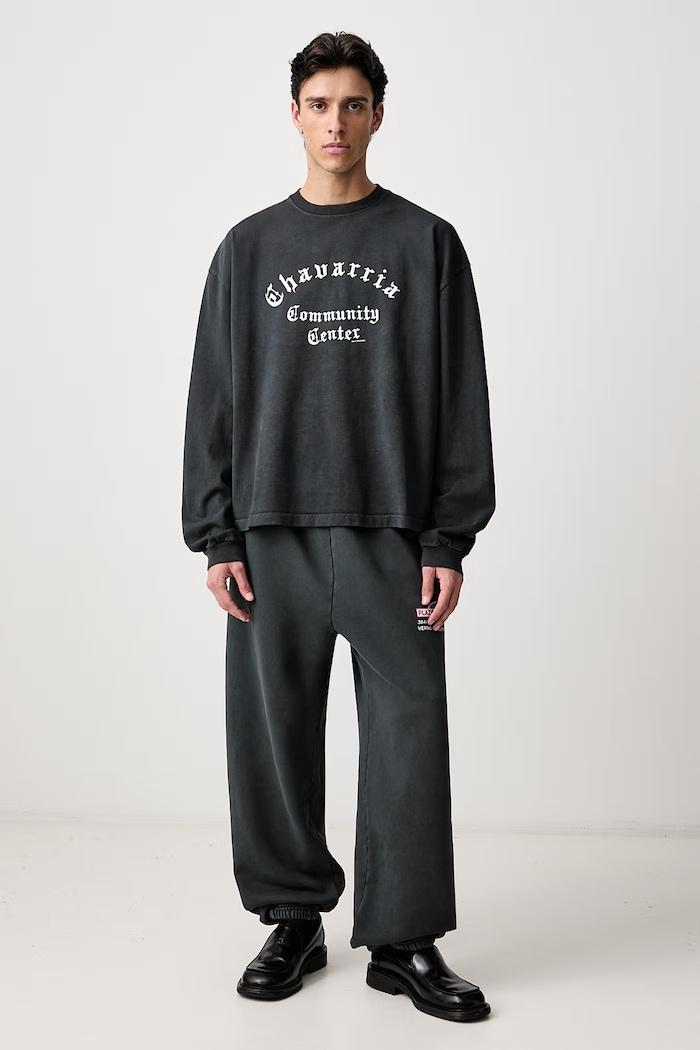 Willy Chavarria COMMUNITY CENTER longsleeve pentru bărbați din bumbac MUJTE031.061N negru AW26