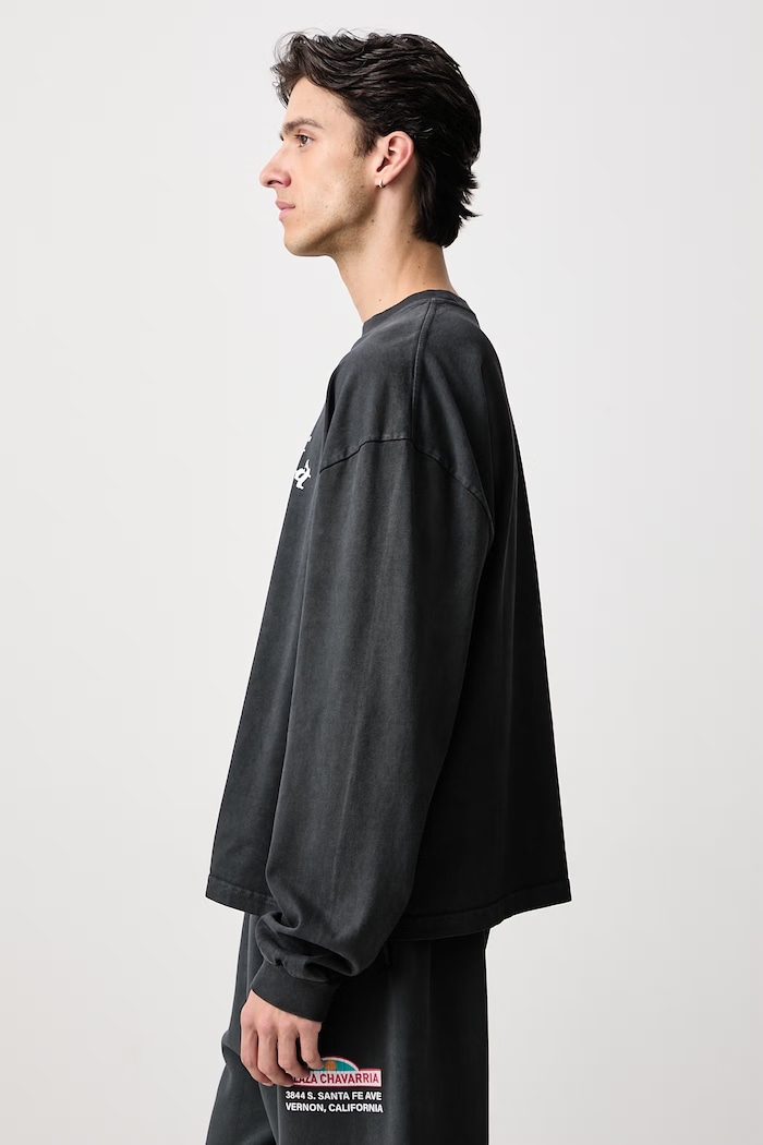 COMMUNITY CENTER longsleeve pentru bărbați din bumbac Willy Chavarria MUJTE031.061N negru