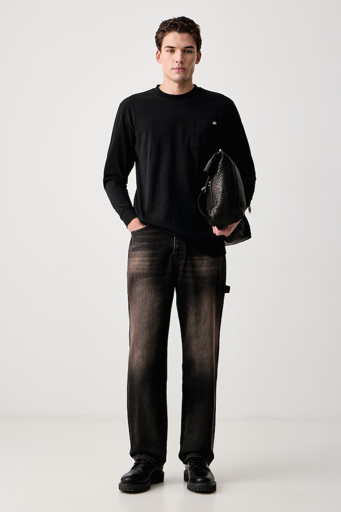 Dickies Longsleeve męski bawełniany DK0WL450BLK1 czarny AW26