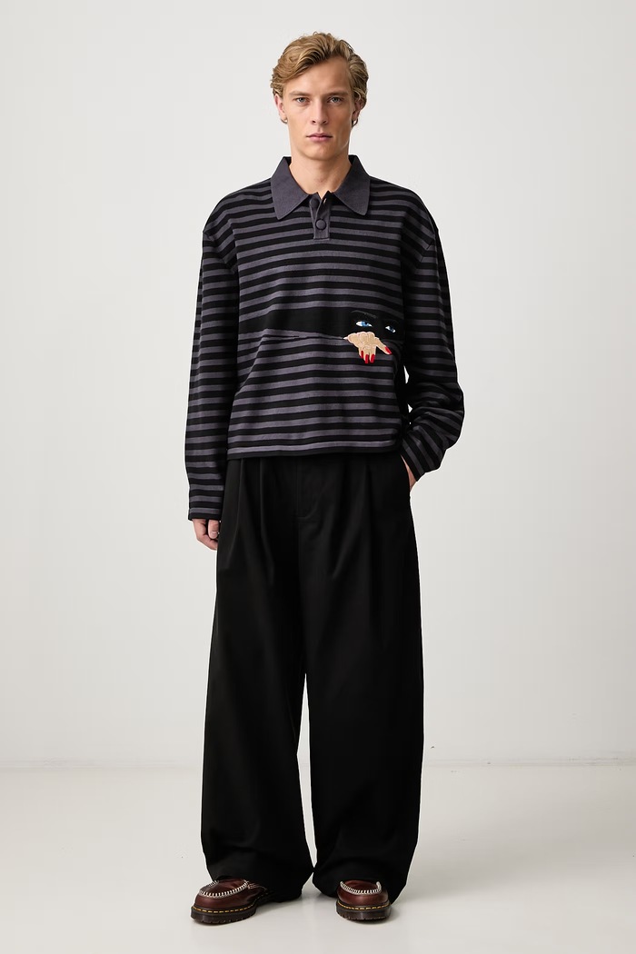 House of Errors Peeping sweter męski z bawełną HEFW26SW01012 czarny AW26