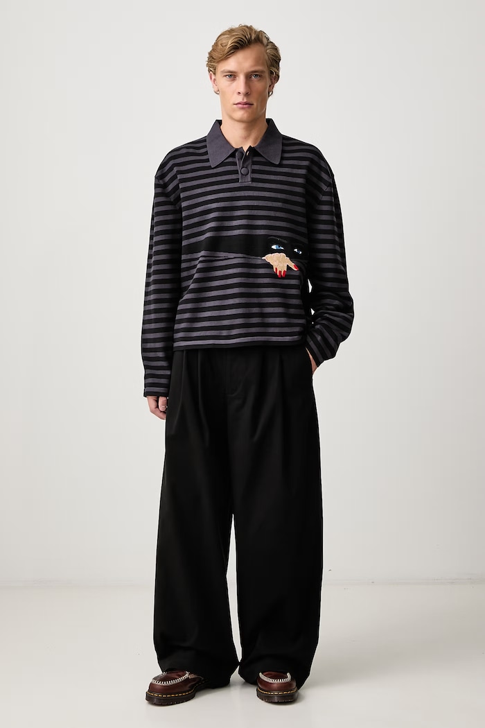 House of Errors Peeping sweter męski z bawełną HEFW26SW01012 czarny AW26