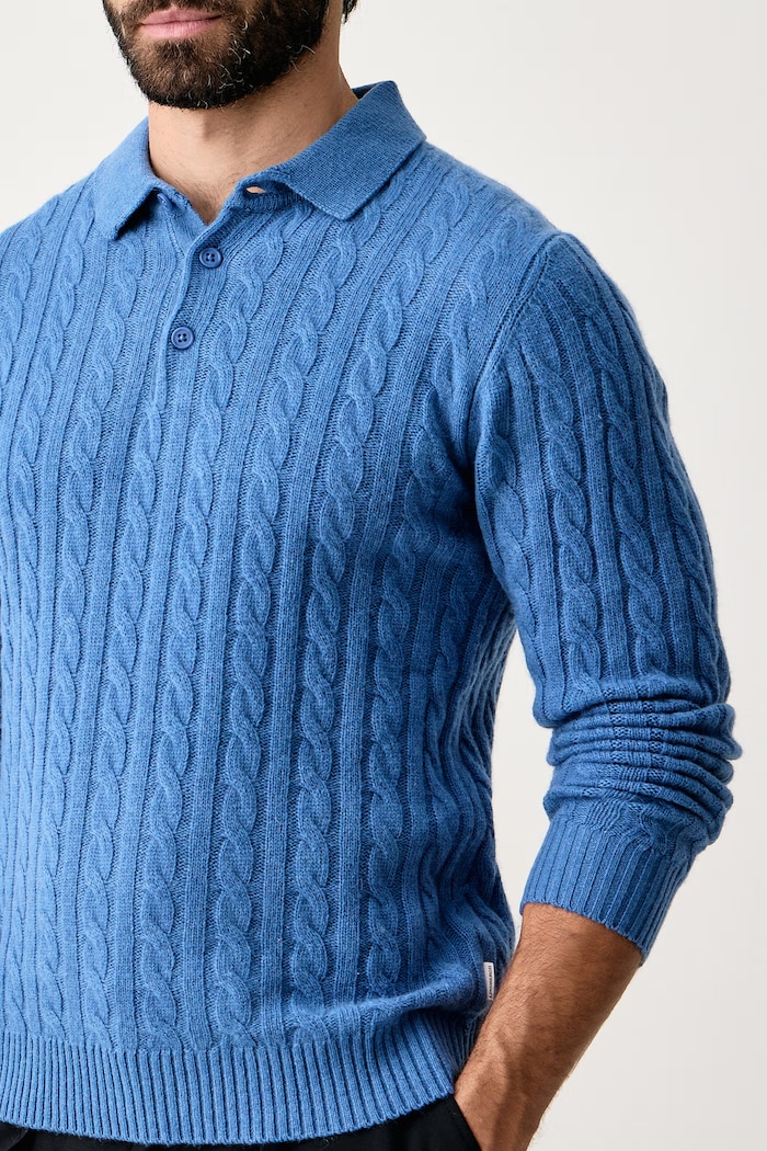 Sweter męski z wełną Lindbergh 30.800227B niebieski