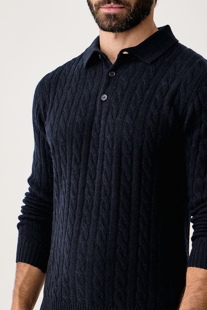 Sweter męski z wełną Lindbergh 30.800227B granatowy