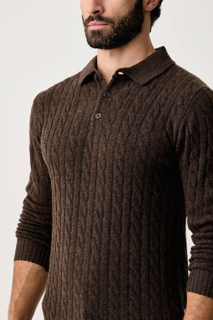 Sweter męski z wełną Lindbergh 30.800227B brązowy