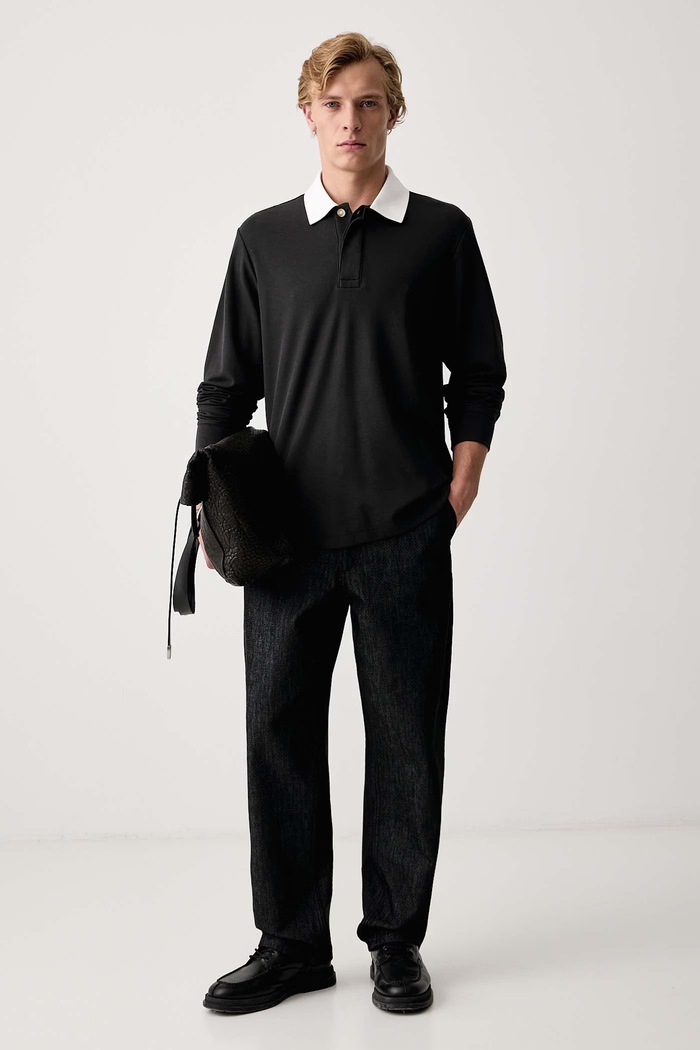 rag & bone Longsleeve męski bawełniany RF9B26FT2TM czarny AW26