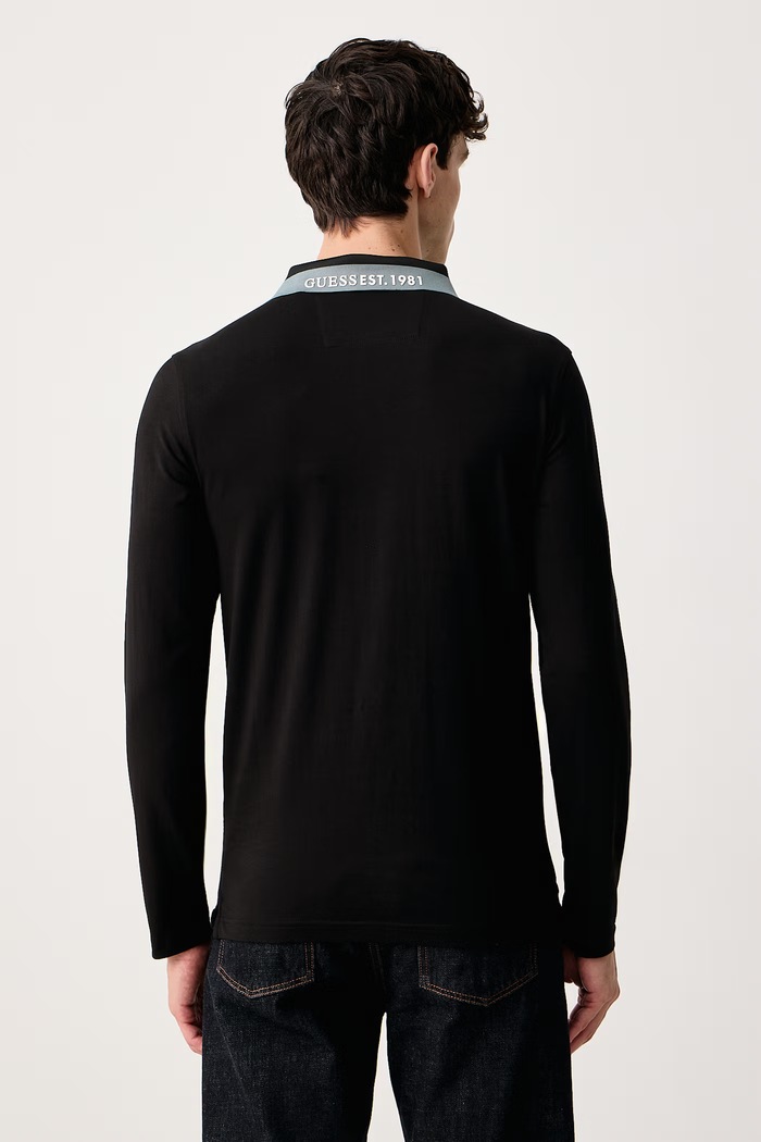 Guess Majica z dolgimi rokavi moška bombažna z elastanom M6BP36.K6197 črna AW26