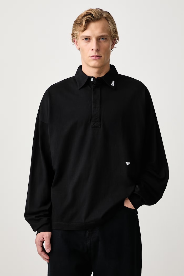 RHUDE Fontaine longsleeve męski bawełniany czarny RHFW26PO01389