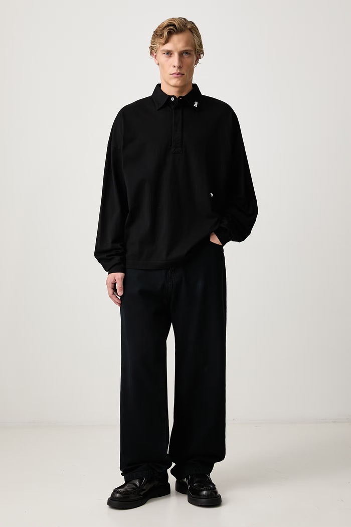 RHUDE Fontaine longsleeve męski bawełniany RHFW26PO01389 czarny AW26