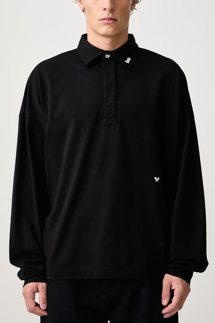 Fontaine longsleeve męski bawełniany RHUDE czarny RHFW26PO01389