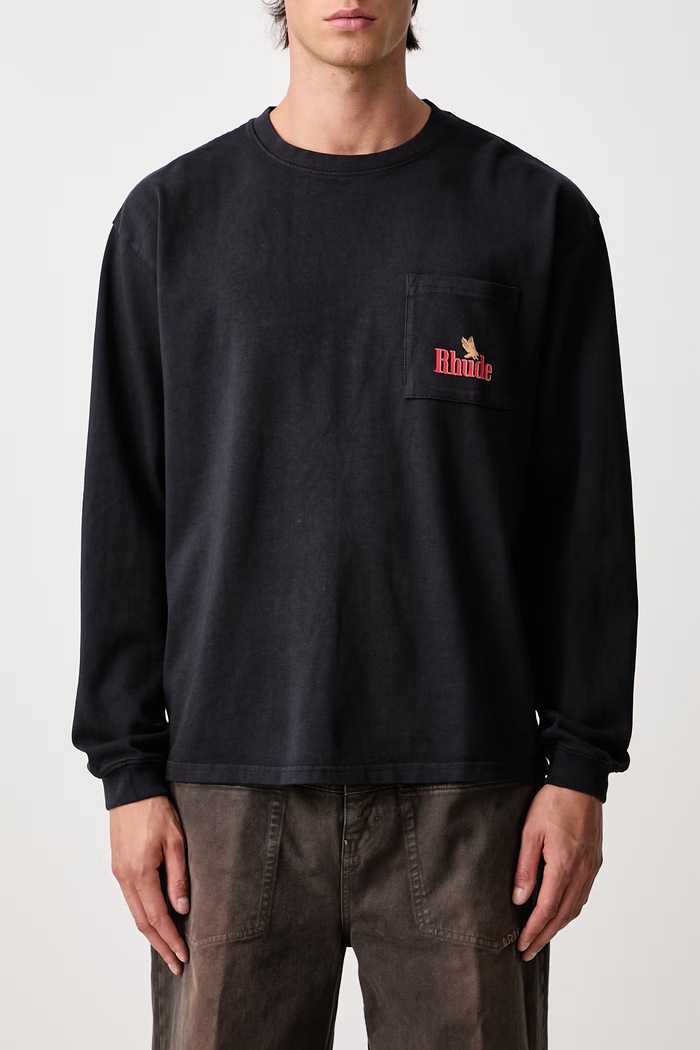 American Spirit longsleeve męski bawełniany RHUDE czarny RHFW26TT15012