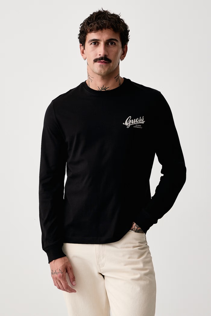 Odzież Guess Jeans Longsleeve męski bawełniany M6BI13.K5328 czarny