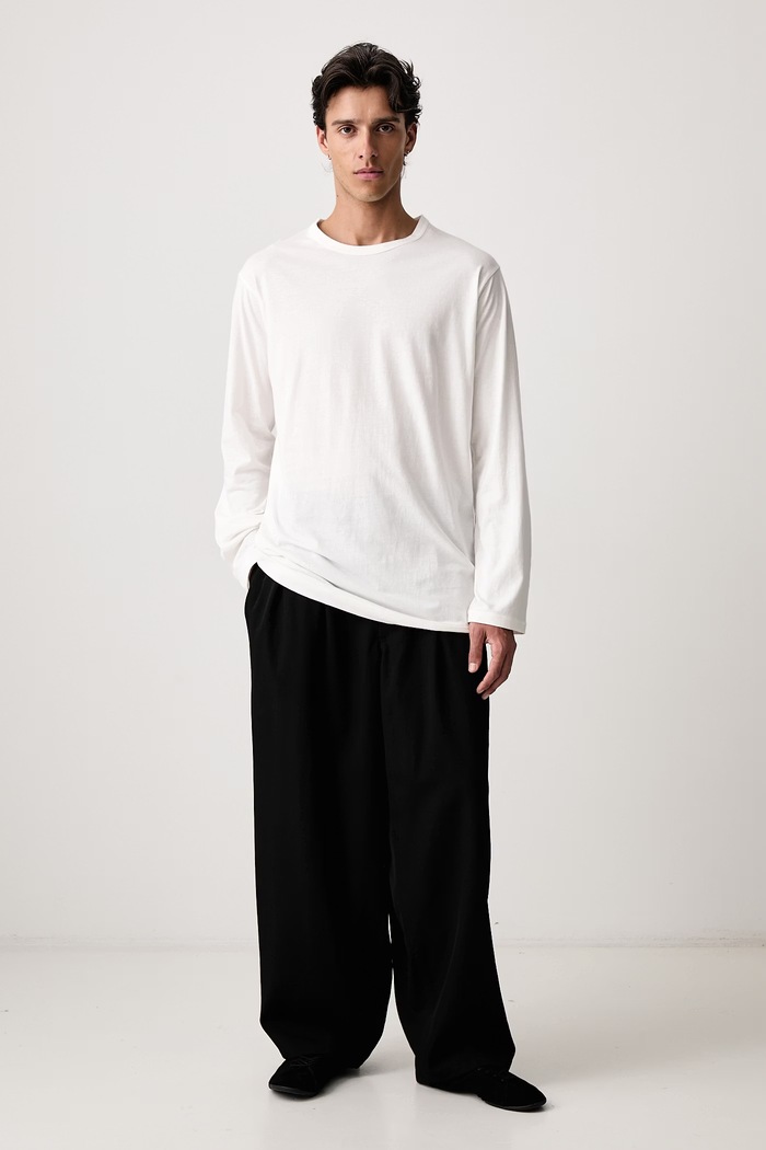 Yohji Yamamoto LOGO PT longsleeve męski bawełniany KN3691 biały AW26