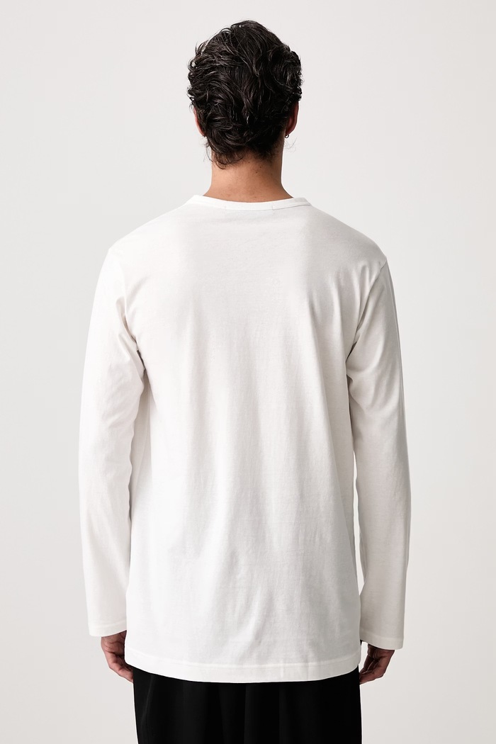 Odzież Yohji Yamamoto LOGO PT longsleeve męski bawełniany KN3691 biały