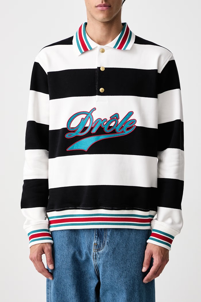 Bluza męska bawełniana Drule Embroidered Drôle de Monsieur biały M.PL183.CO324