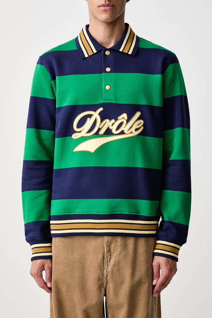 Bluza męska bawełniana Drule Embroidered Drôle de Monsieur niebieski M.PL183.CO324