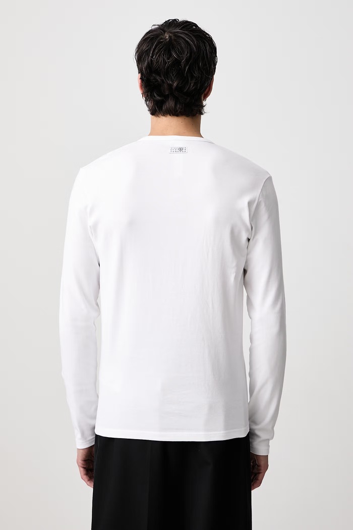 Odzież MM6 Maison Margiela Longsleeve męski z bawełną MJMF00020 biały
