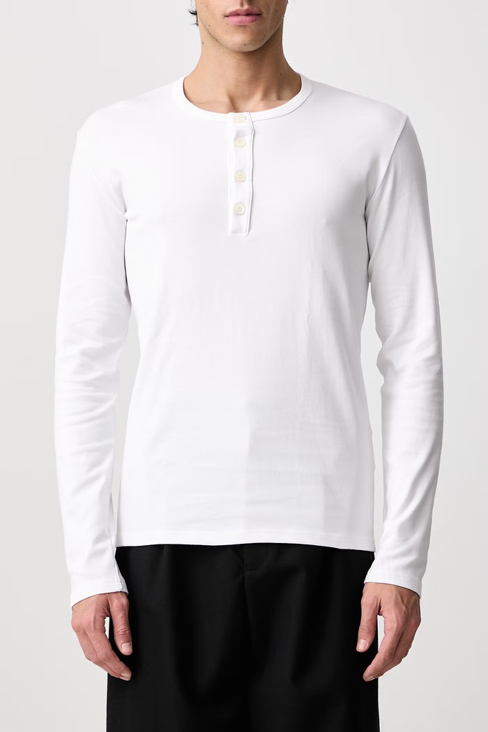 Longsleeve męski z bawełną MM6 Maison Margiela biały MJMF00020