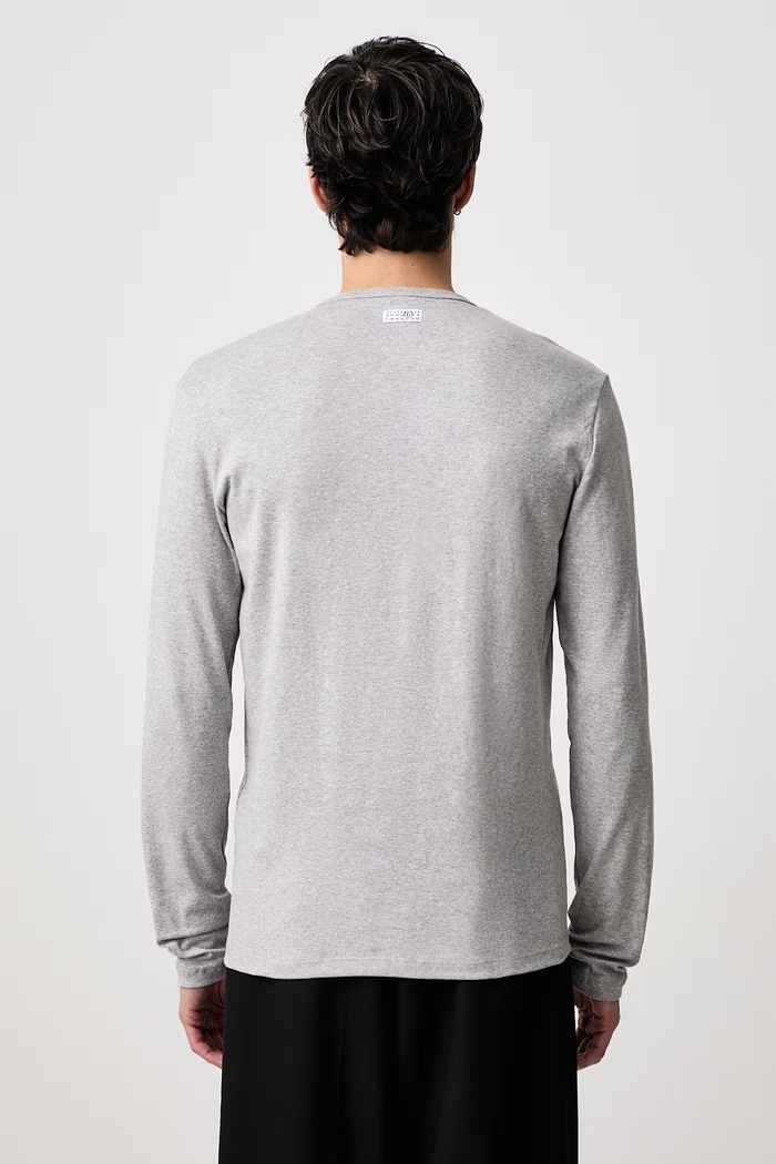 Odzież MM6 Maison Margiela Longsleeve męski z bawełną MJMF00020 szary