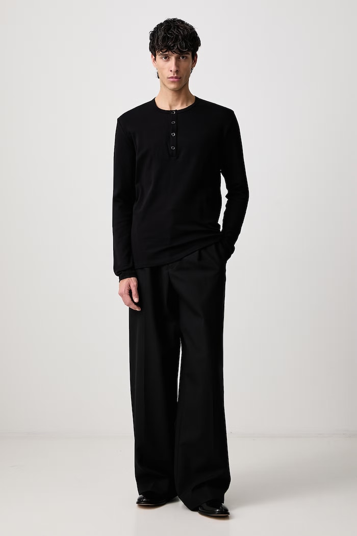 MM6 Maison Margiela Longsleeve męski z bawełną MJMF00020 czarny AW26