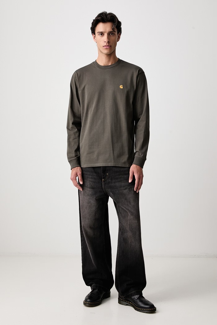 Carhartt WIP Chase longsleeve męski bawełniany I026392.3X9XX zielony AW26
