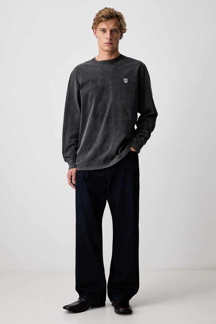 Maison Kitsuné Fox Head longsleeve męski bawełniany PM00119KJBIT7 czarny AW26