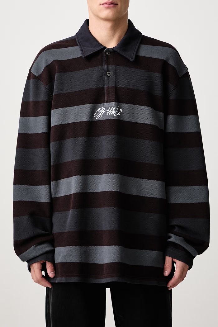 Stroke Ow Relax tričko s dlouhým rukávem pánské bavlněné Off-White šedá 44MAD015F26J002960