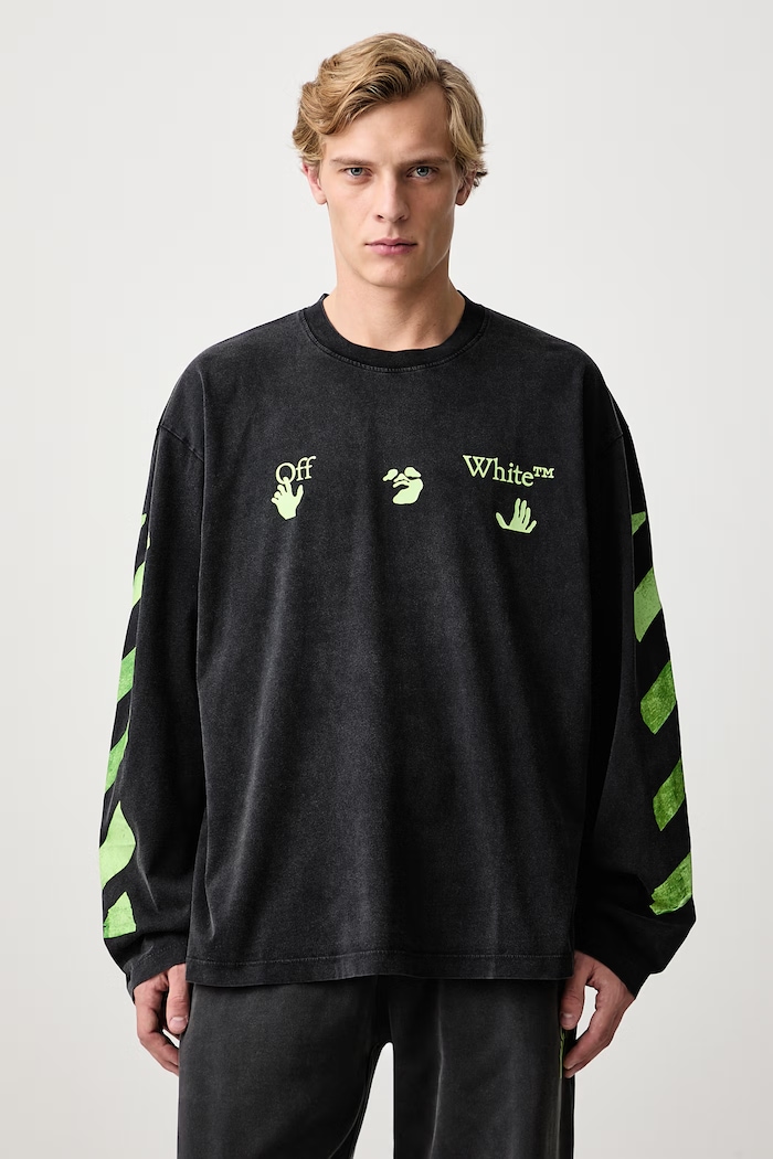 Off-White Bacco Arrow Skate tričko s dlouhým rukávem pánské bavlněné černá 44MAB09CF26J008001