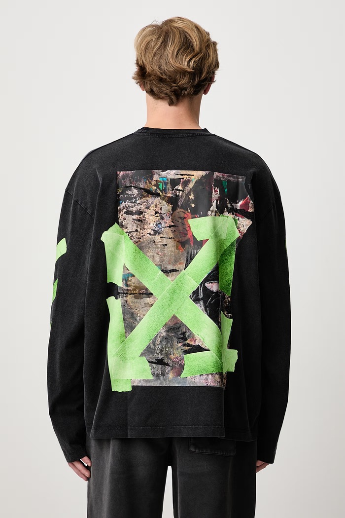 Oblečení Off-White Bacco Arrow Skate tričko s dlouhým rukávem pánské bavlněné 44MAB09CF26J008001 černá
