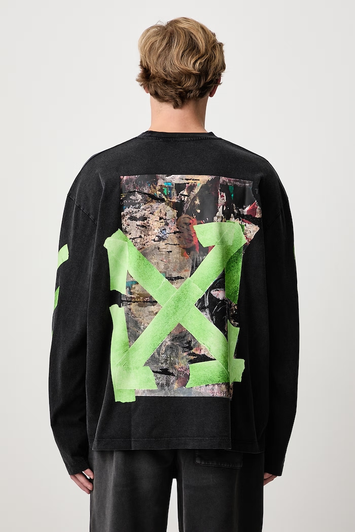 Oblečení Off-White Bacco Arrow Skate tričko s dlouhým rukávem pánské bavlněné 44MAB09CF26J008001 černá