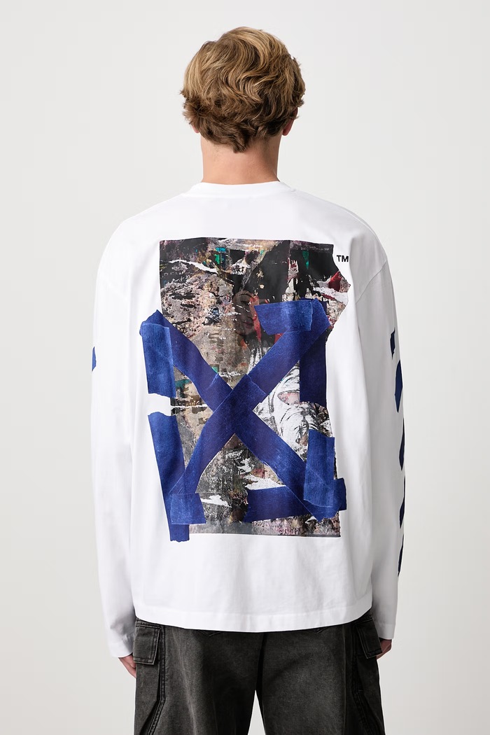 Off-White Bacco Arrow Skate longsleeve Men's cotton white 44MAB09CF26J007100