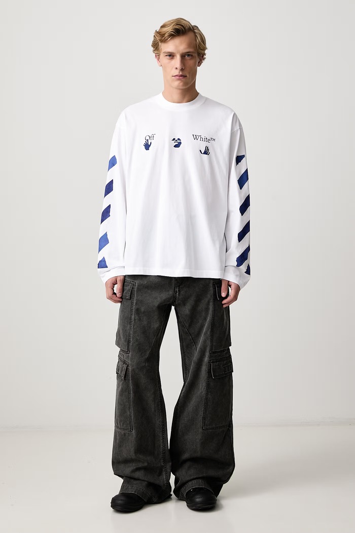 Off-White Bacco Arrow Skate longsleeve Men's cotton 44MAB09CF26J007100 white AW26