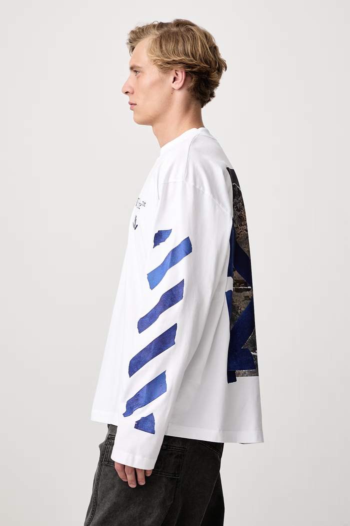 Bacco Arrow Skate longsleeve Men's cotton Off-White 44MAB09CF26J007100 white