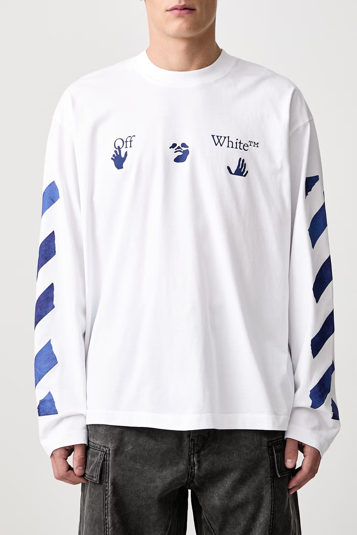 Bacco Arrow Skate longsleeve Men's cotton Off-White white 44MAB09CF26J007100