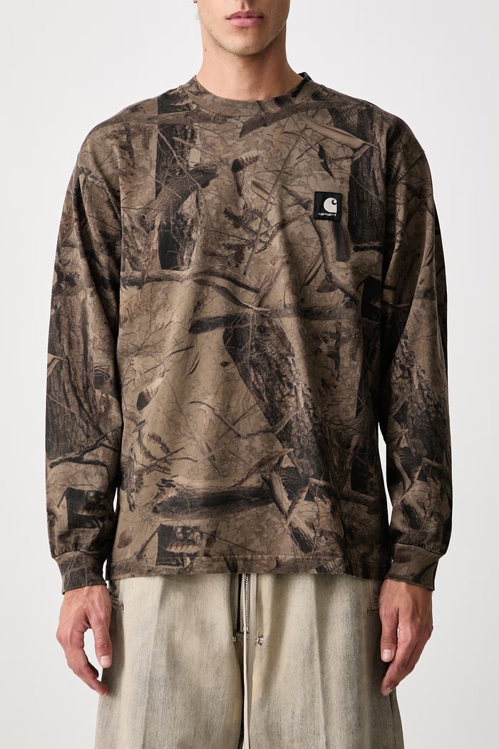 Feather Tree T-Shirt longsleeve męski bawełniany Carhartt WIP brązowy I037173