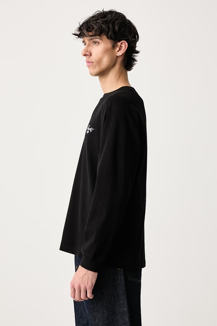 Signature Rib T-Shirt tričko s dlouhým rukávem pánské bavlněné Carhartt WIP I037121 černá