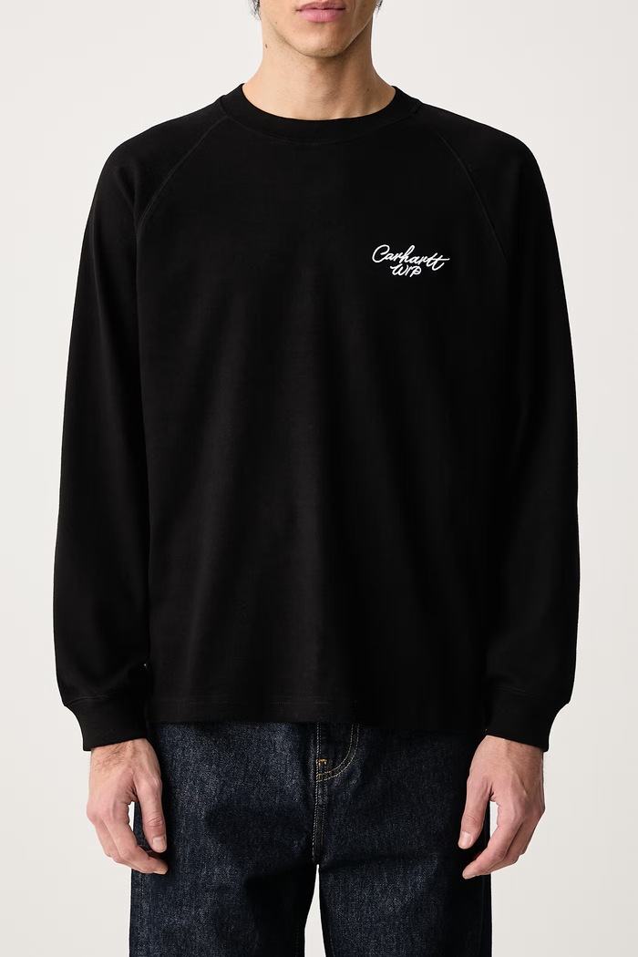 Signature Rib T-Shirt tričko s dlouhým rukávem pánské bavlněné Carhartt WIP černá I037121