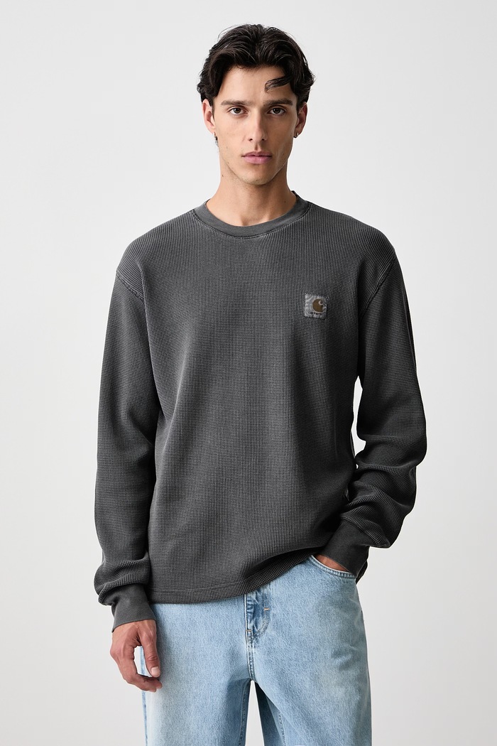 Carhartt WIP Vista Waffle T-Shirt longsleeve męski bawełniany szary I035304