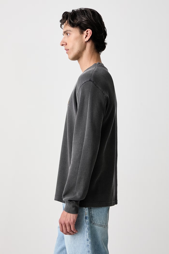 Vista Waffle T-Shirt longsleeve męski bawełniany Carhartt WIP I035304 szary