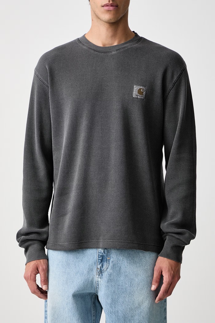 Vista Waffle T-Shirt longsleeve męski bawełniany Carhartt WIP szary I035304