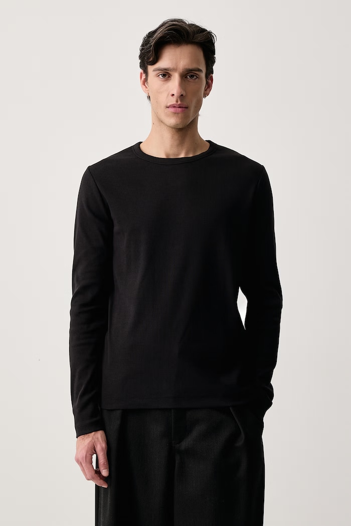 Marc O'Polo Longsleeve męski bawełniany z elastanem czarny 5000016034
