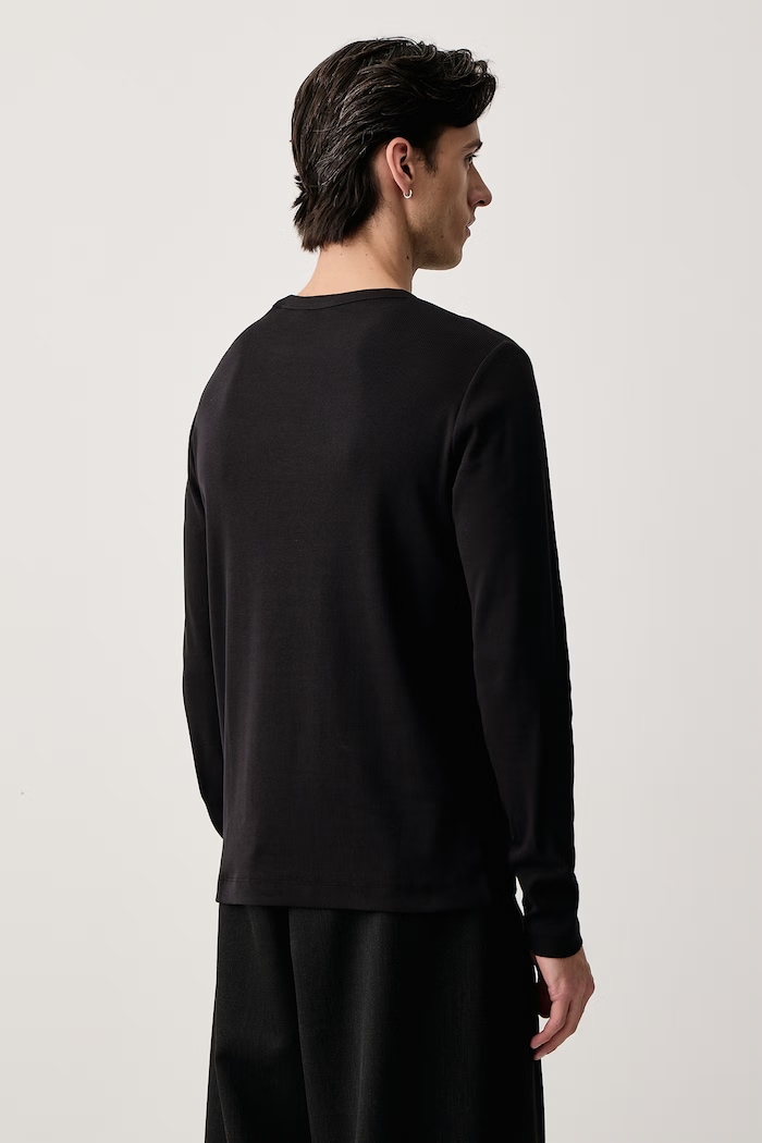 Odzież Marc O'Polo Longsleeve męski bawełniany z elastanem 5000016034 czarny