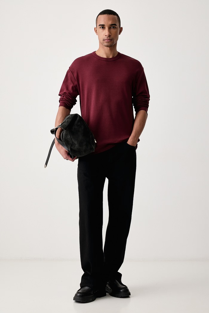 Marc O'Polo Longsleeve męski bawełniany 5000017100 bordowy AW26