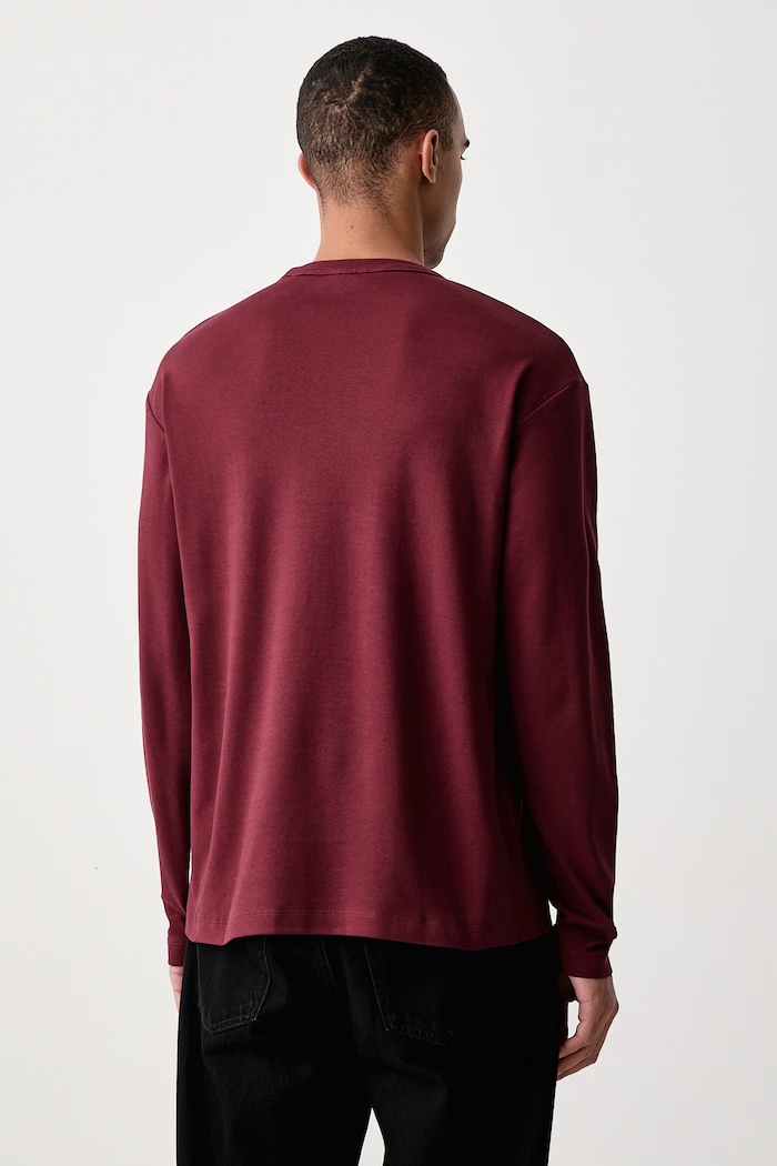Odzież Marc O'Polo Longsleeve męski bawełniany 5000017100 bordowy