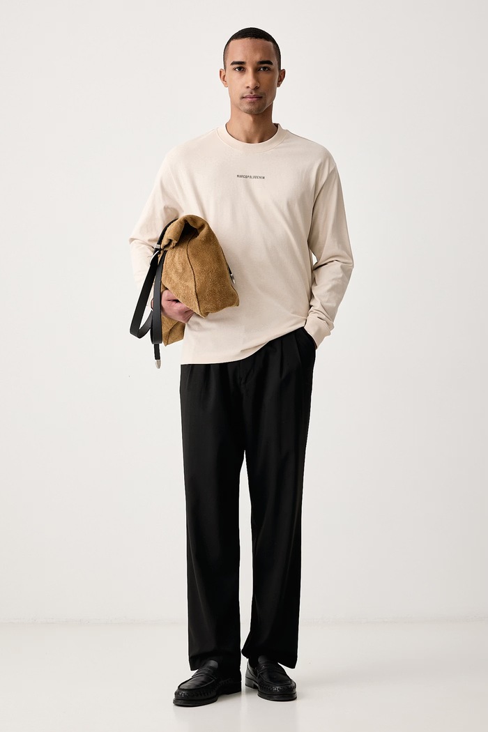 Marc O'Polo Longsleeve męski bawełniany 5000012354 beżowy AW26