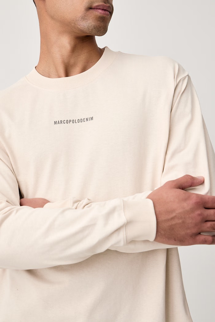 Longsleeve męski bawełniany Marc O'Polo 5000012354 beżowy