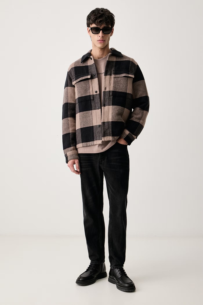 Marc O'Polo Longsleeve męski bawełniany 5000012354 brązowy AW26