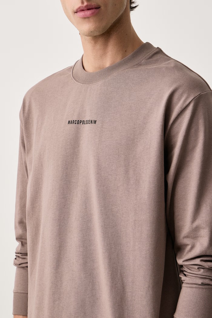 Longsleeve męski bawełniany Marc O'Polo 5000012354 brązowy