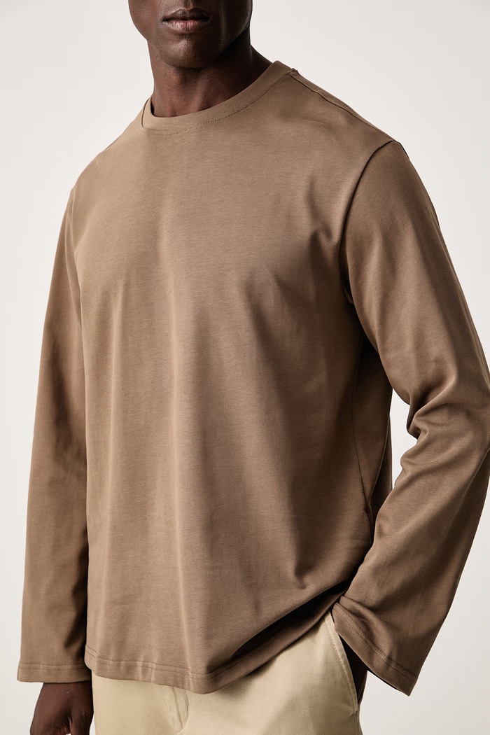 Longsleeve męski bawełniany OAS 104005.3027 brązowy