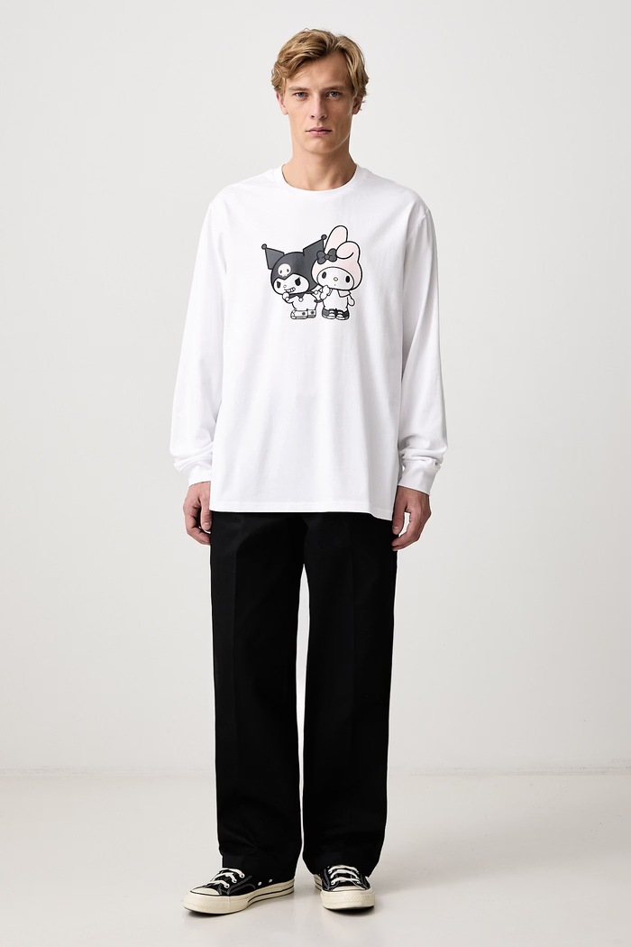 Converse Longsleeve męski bawełniany x HELLO KITTY CVM6T517 biały AW26